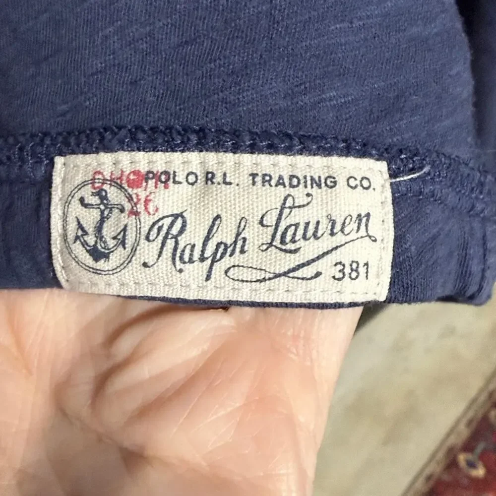 Polo Ralph Lauren Men's Hooded Henley Shirt Blue Medium